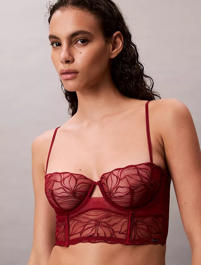 Reggiseno a balconcino Unlined in pizzo floreale nero CK Black Reggiseno a balconcino Unlined in pizzo floreale nero CK Black