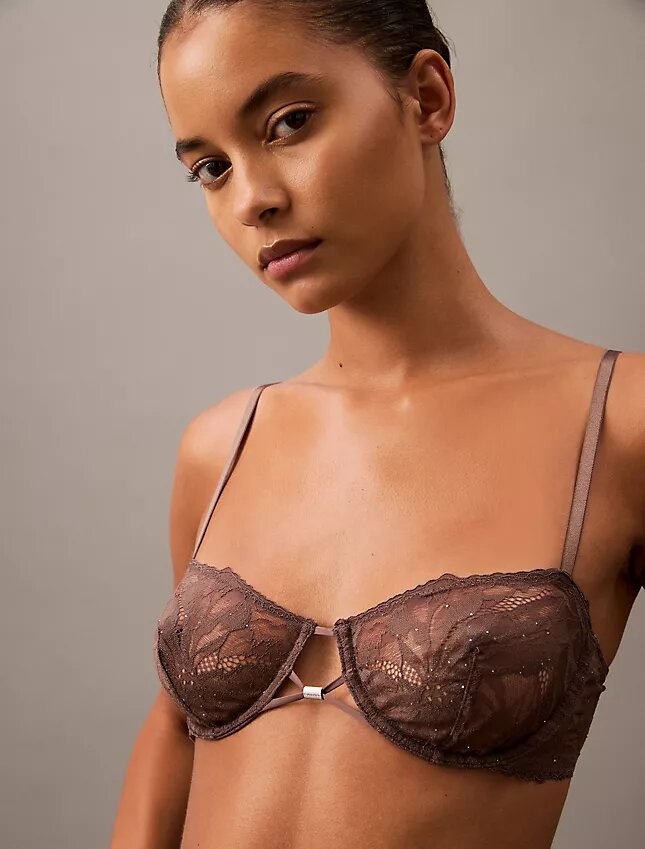 Reggiseno a balconcino Unlined in pizzo floreale nero CK Black Reggiseno a balconcino Unlined in pizzo floreale nero CK Black