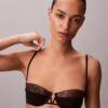 Reggiseno a balconcino Unlined in pizzo geometrico nero CK Black