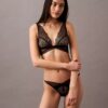 Reggiseno a triangolo Unlined in pizzo CK Black Geo