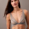 Reggiseno a triangolo Unlined in pizzo CK Black Geo