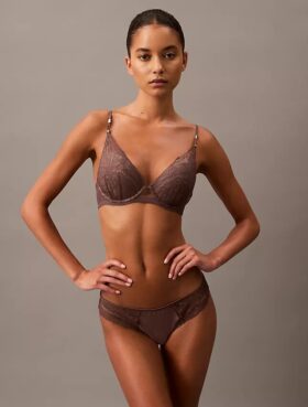 Reggiseno Push-Up a balconcino in pizzo floreale nero CK Black