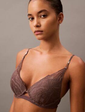 Reggiseno Push-Up a balconcino in pizzo floreale nero CK Black
