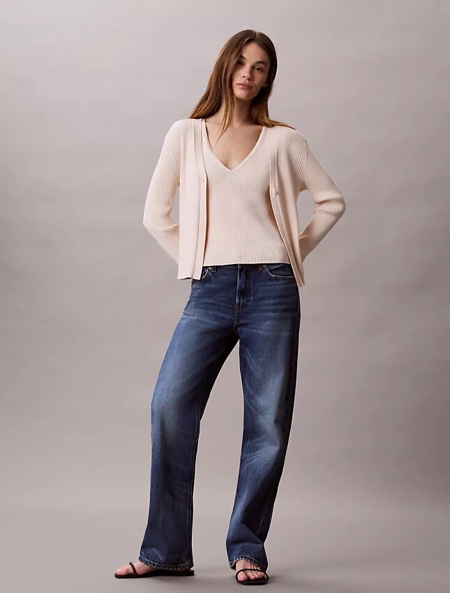Set canotta e cardigan a costine in cotone Set canotta e cardigan a costine in cotone