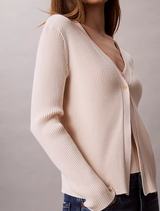 Set canotta e cardigan a costine in cotone Set canotta e cardigan a costine in cotone