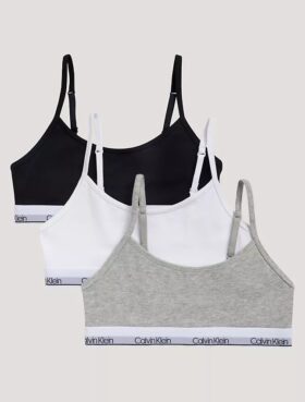 Set da 3 bralette corte in Cotton Stretch per bambine, Unlined