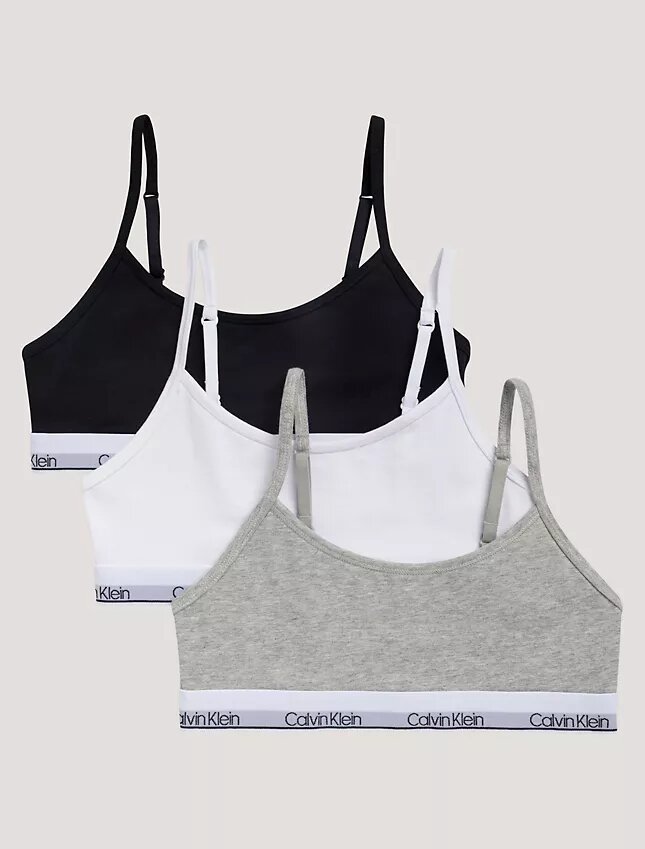 Set da 3 bralette corte in Cotton Stretch per bambine, Unlined Set da 3 bralette corte in Cotton Stretch per bambine, Unlined