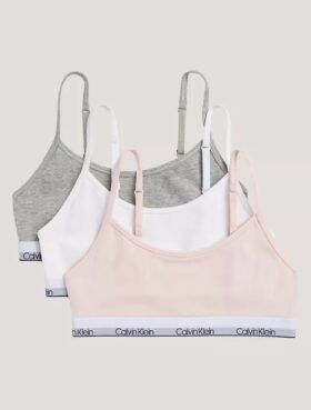 Set da 3 bralette corte in Cotton Stretch per bambine, Unlined