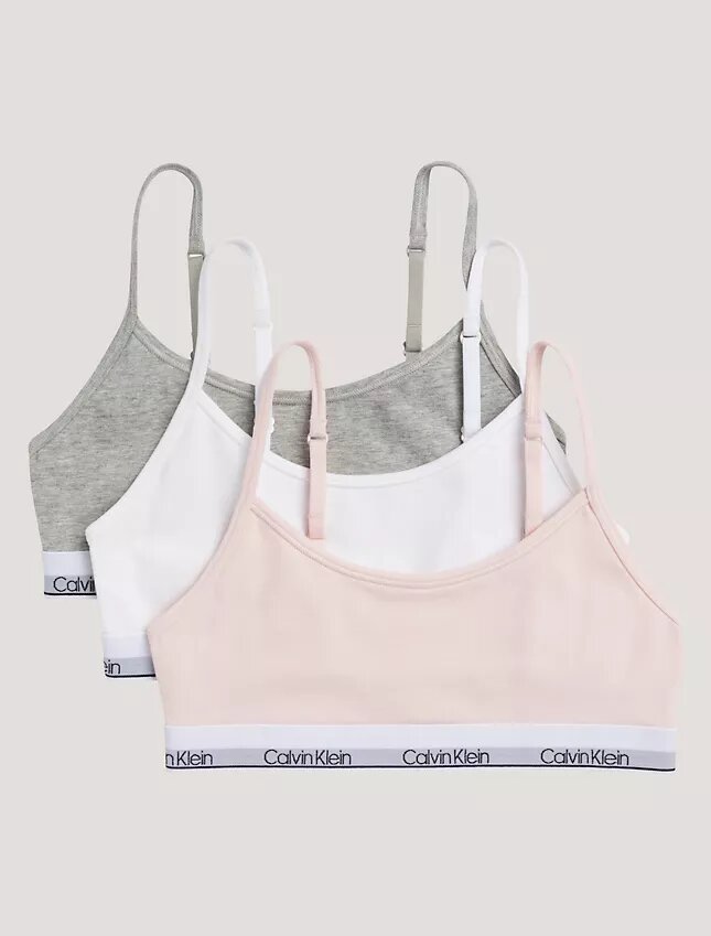 Set da 3 bralette corte in Cotton Stretch per bambine, Unlined Set da 3 bralette corte in Cotton Stretch per bambine, Unlined