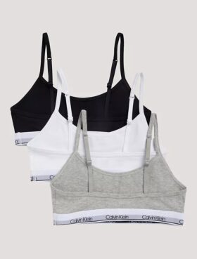 Set da 3 bralette corte in Cotton Stretch per bambine, Unlined