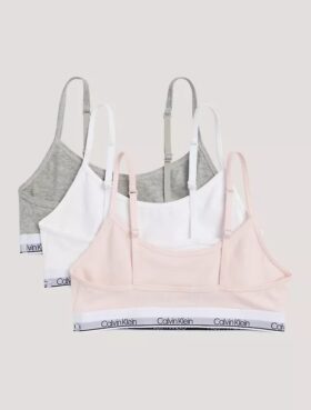 Set da 3 bralette corte in Cotton Stretch per bambine, Unlined