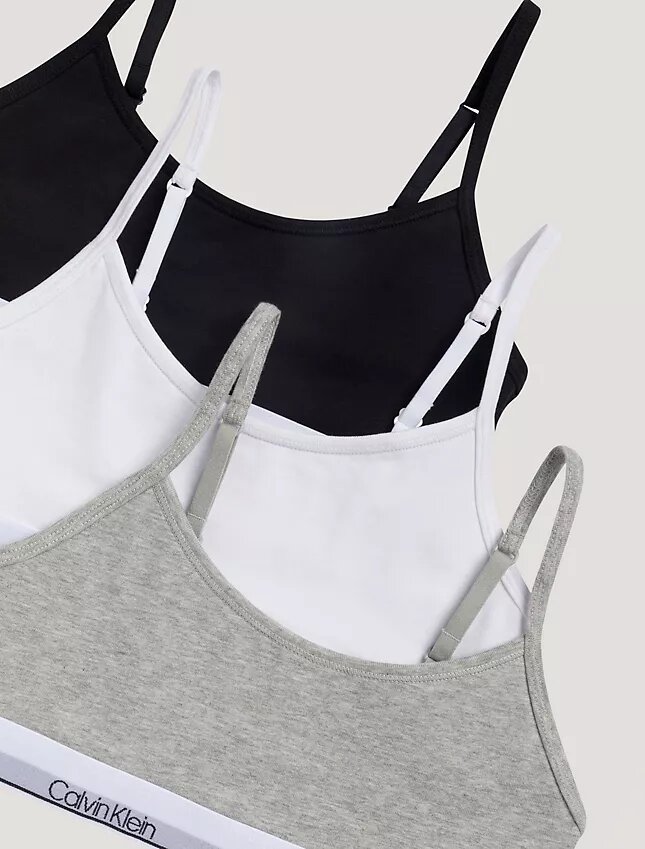 Set da 3 bralette corte in Cotton Stretch per bambine, Unlined Set da 3 bralette corte in Cotton Stretch per bambine, Unlined