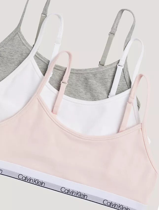 Set da 3 bralette corte in Cotton Stretch per bambine, Unlined Set da 3 bralette corte in Cotton Stretch per bambine, Unlined
