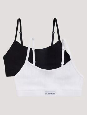 Set di 2 Bralette corte a costine con logo