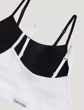 Set di 2 Bralette corte a costine con logo