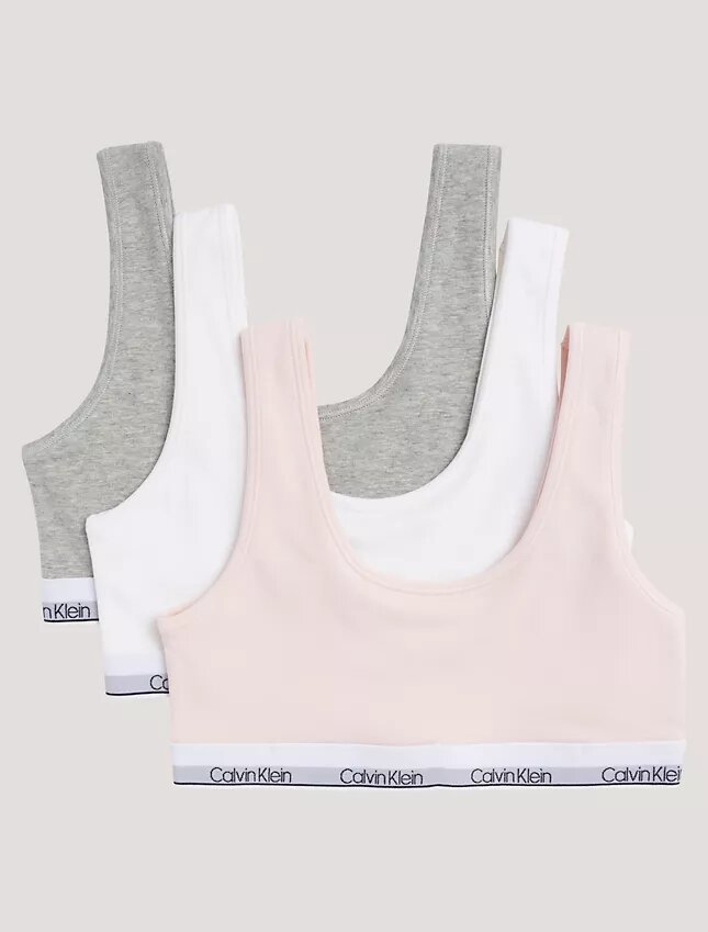 Set di 3 Bralette in Cotton Stretch per bambine, Unlined Set di 3 Bralette in Cotton Stretch per bambine, Unlined