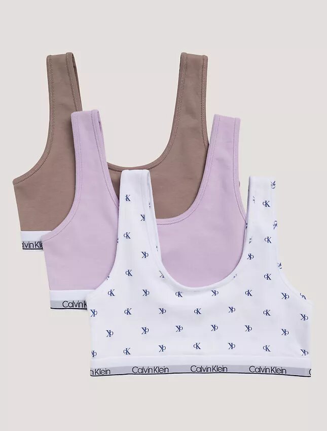 Set di 3 Bralette in Cotton Stretch per bambine, Unlined Set di 3 Bralette in Cotton Stretch per bambine, Unlined