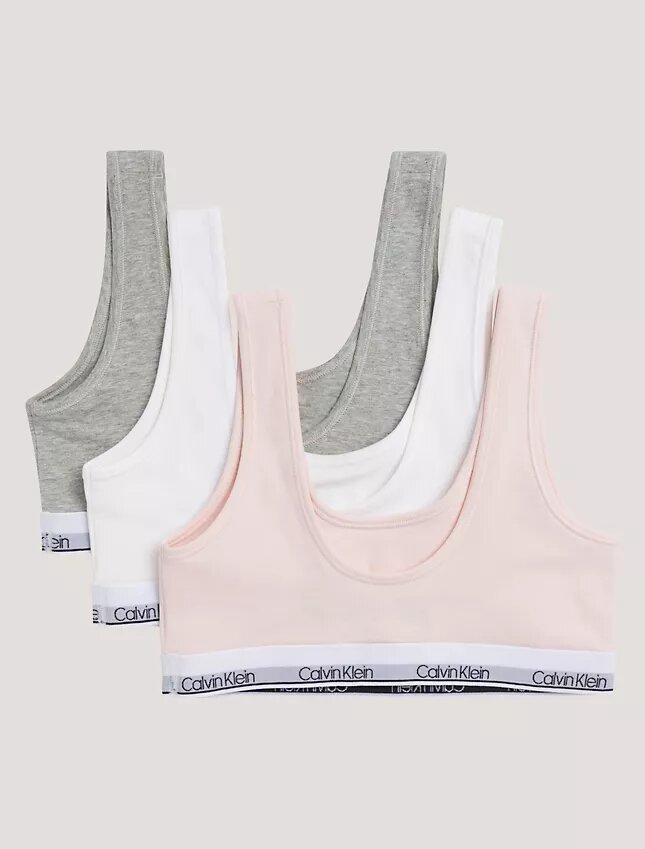 Set di 3 Bralette in Cotton Stretch per bambine, Unlined Set di 3 Bralette in Cotton Stretch per bambine, Unlined