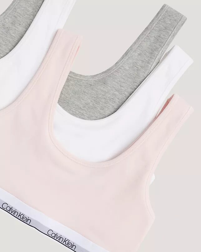 Set di 3 Bralette in Cotton Stretch per bambine, Unlined Set di 3 Bralette in Cotton Stretch per bambine, Unlined