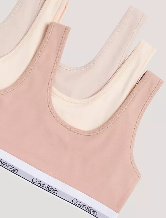 Set di 3 Bralette in Cotton Stretch per bambine, Unlined Set di 3 Bralette in Cotton Stretch per bambine, Unlined