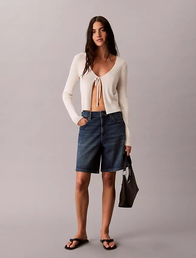 Shorts in Denim A-line con orlo arrotolato Shorts in Denim A-line con orlo arrotolato