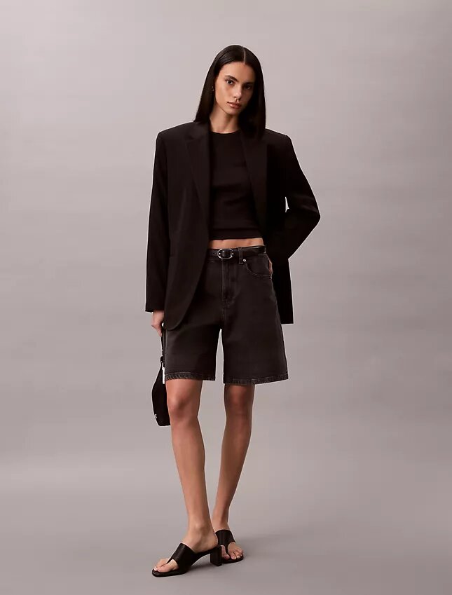 Shorts in Denim A-line con orlo arrotolato Shorts in Denim A-line con orlo arrotolato