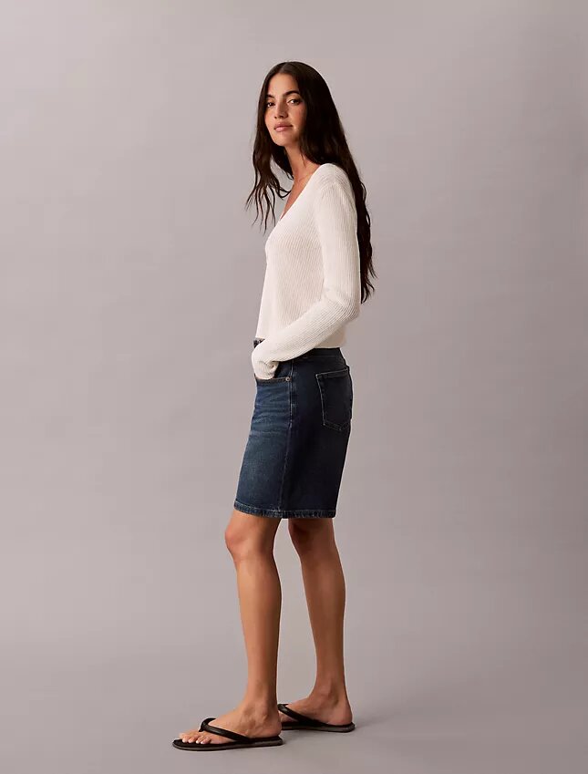 Shorts in Denim A-line con orlo arrotolato Shorts in Denim A-line con orlo arrotolato