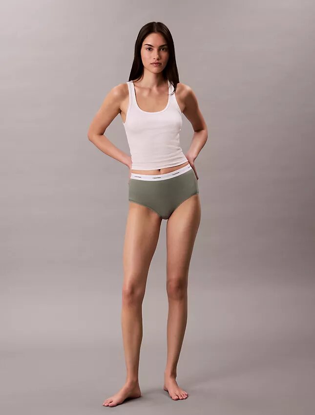 Slip a vita alta in cotone elasticizzato a costine Slip a vita alta in cotone elasticizzato a costine