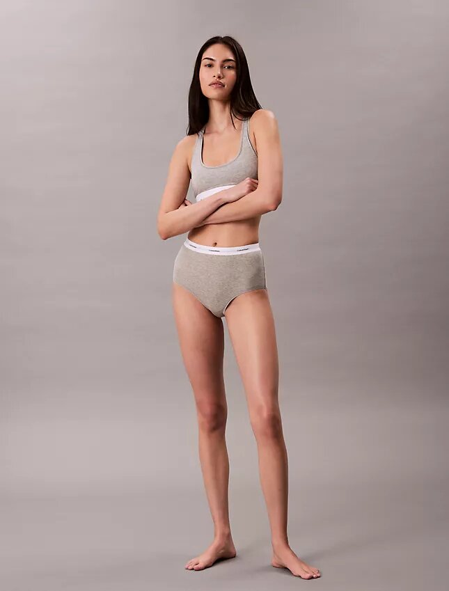 Slip a vita alta in cotone elasticizzato a costine Slip a vita alta in cotone elasticizzato a costine