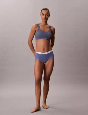 Slip a vita alta in cotone elasticizzato a costine