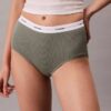 Slip a vita alta in cotone elasticizzato a costine Slip a vita alta in cotone elasticizzato a costine
