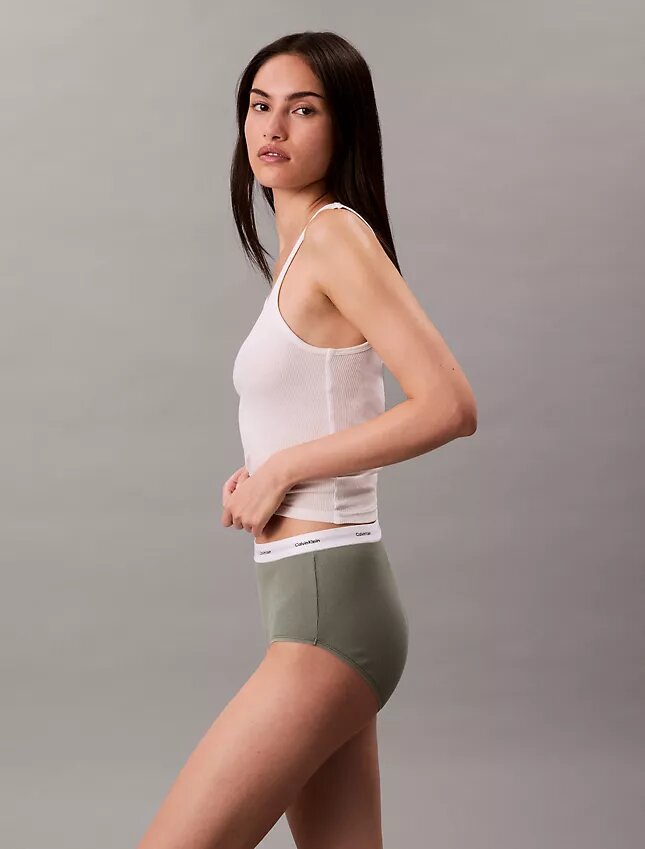 Slip a vita alta in cotone elasticizzato a costine Slip a vita alta in cotone elasticizzato a costine