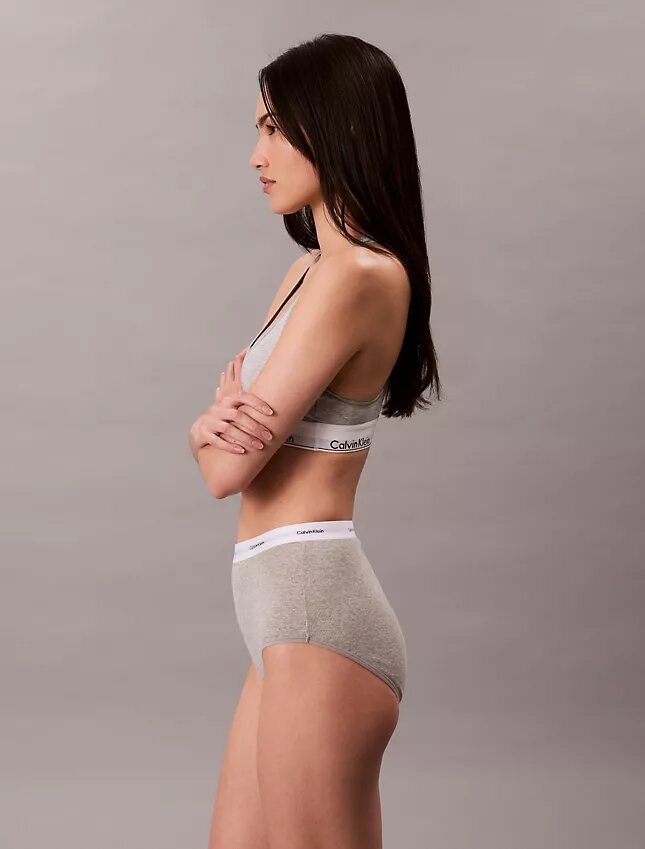 Slip a vita alta in cotone elasticizzato a costine Slip a vita alta in cotone elasticizzato a costine