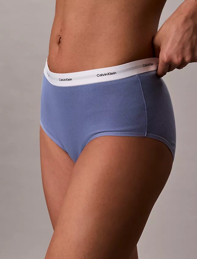 Slip a vita alta in cotone elasticizzato a costine Slip a vita alta in cotone elasticizzato a costine