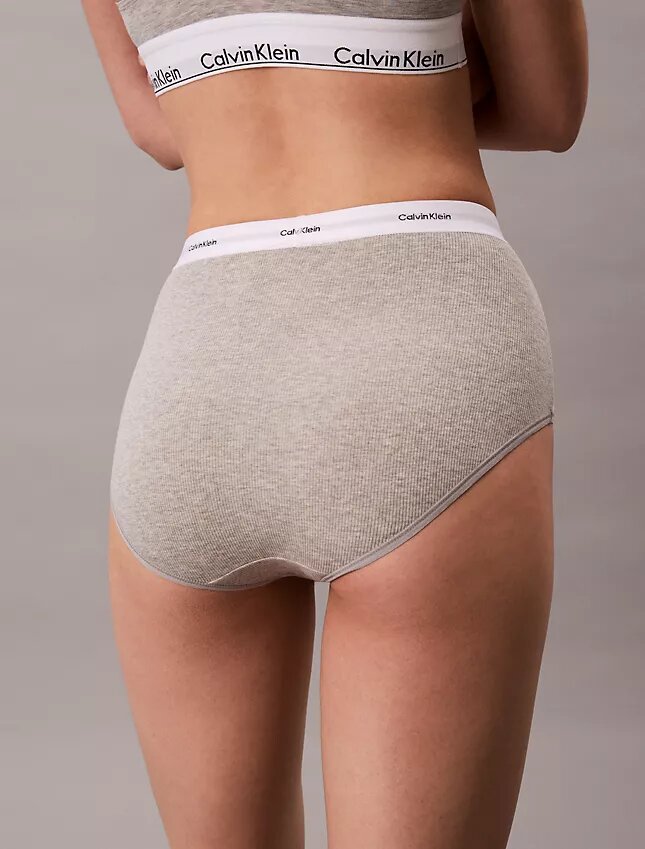 Slip a vita alta in cotone elasticizzato a costine Slip a vita alta in cotone elasticizzato a costine