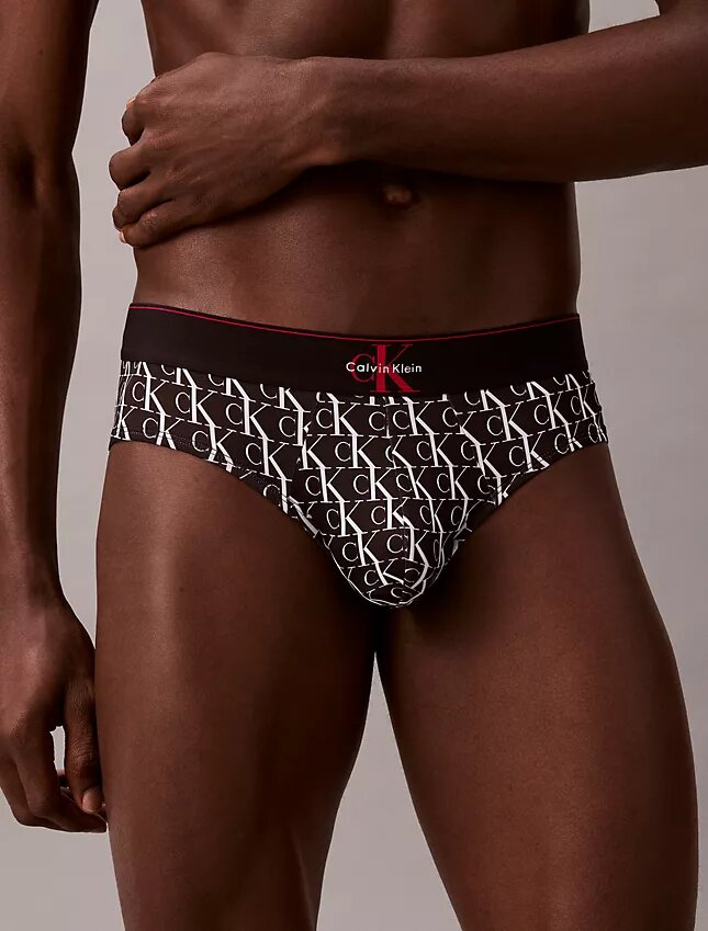 Slip a vita bassa elasticizzato in Microfiber con Monogram grafico Slip a vita bassa elasticizzato in Microfiber con Monogram grafico