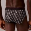 Slip a vita bassa elasticizzato in Microfiber con Monogram grafico Slip a vita bassa elasticizzato in Microfiber con Monogram grafico