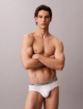Slip a vita bassa Icon in cotone Cotton Stretch metallizzato, confezione da 3