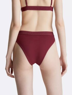 Slip bikini a vita alta in tinta