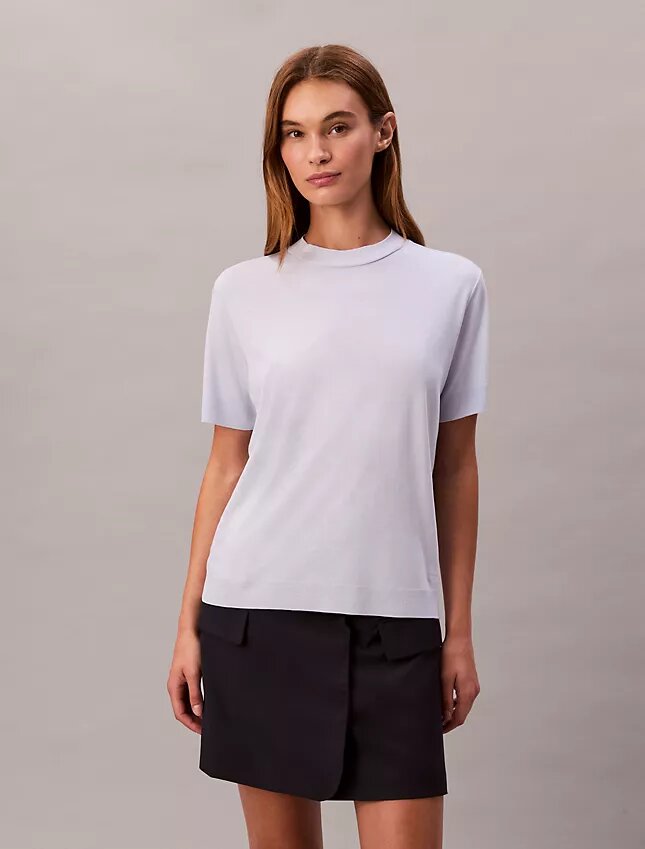 T-shirt a collo alto in maglia fine T-shirt a collo alto in maglia fine