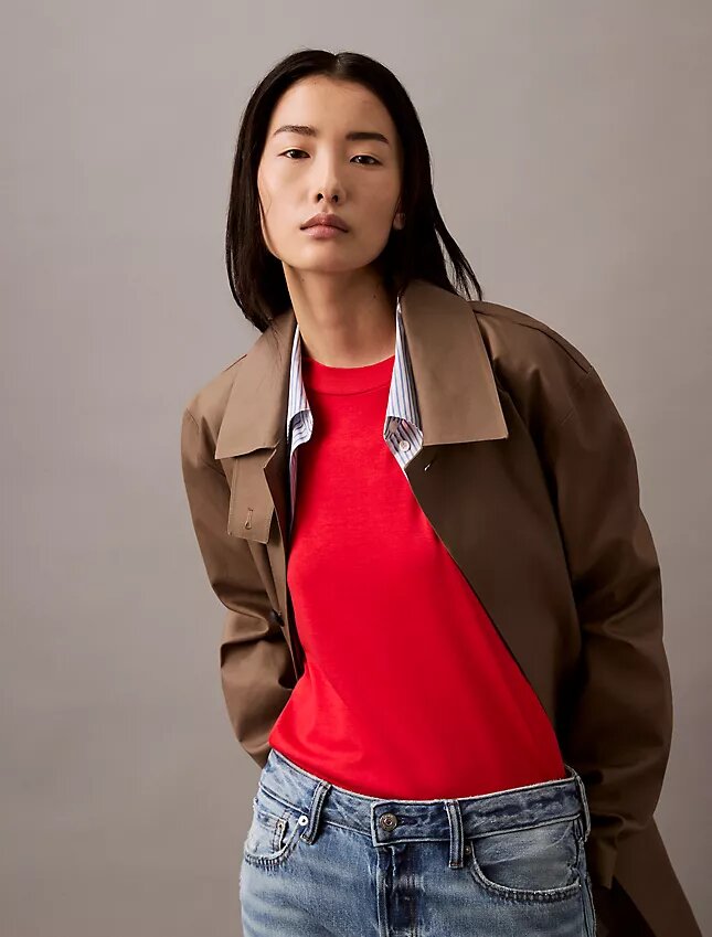 T-shirt a collo alto in maglia fine T-shirt a collo alto in maglia fine