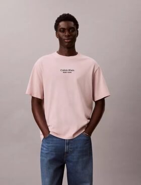 T-shirt classica a girocollo con grafica del logo in tinta sbiadita