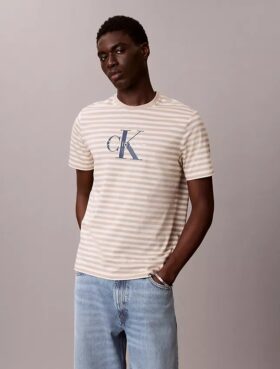 T-shirt classica a righe con grafica Monologo