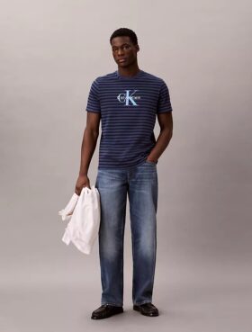 T-shirt classica a righe con grafica Monologo