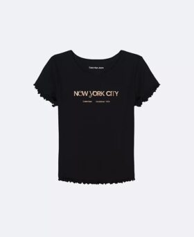 T-shirt classica con grafica del logo New York City per bambine