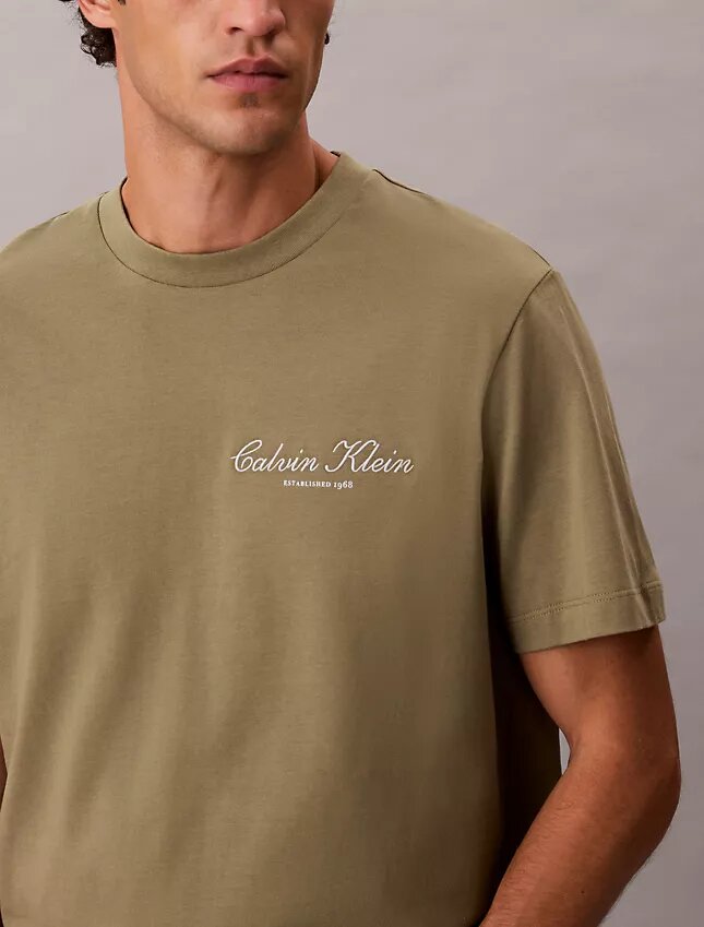 T-shirt classica con grafica e logo in caratteri piccoli T-shirt classica con grafica e logo in caratteri piccoli