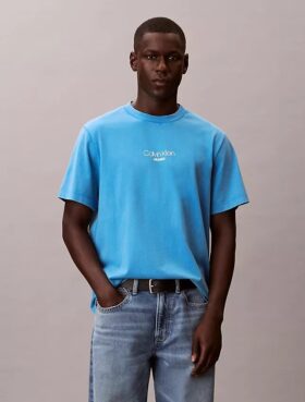 T-shirt classica con logo acid wash