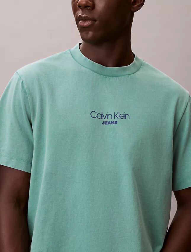 T-shirt classica con logo acid wash T-shirt classica con logo acid wash