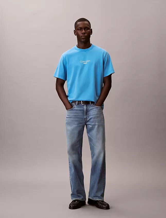T-shirt classica con logo acid wash T-shirt classica con logo acid wash