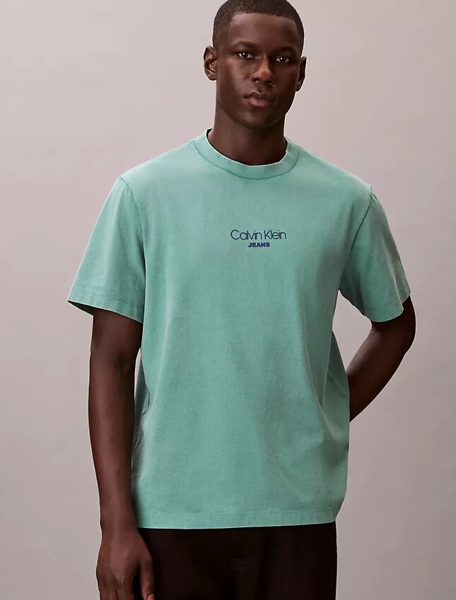 T-shirt classica con logo acid wash T-shirt classica con logo acid wash